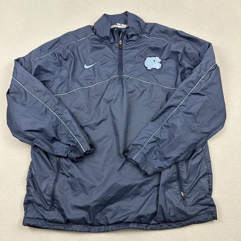 North Carolina Tar Heels Jacket Men Large Blue Nike 1/4 Zip Windbreaker NCAA L